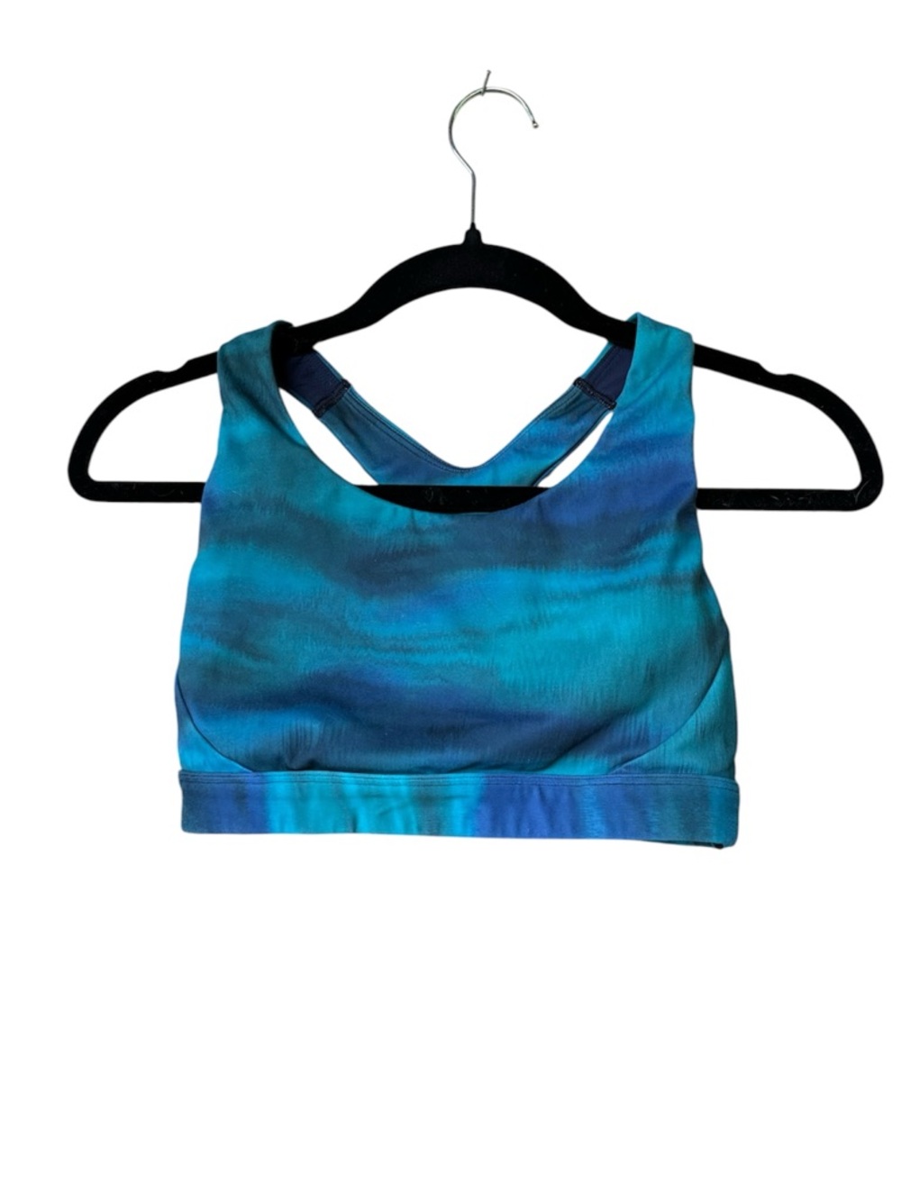 Athleta Ultimate Printed Sports Bra D-DD+ Small Blue Green Racerback
